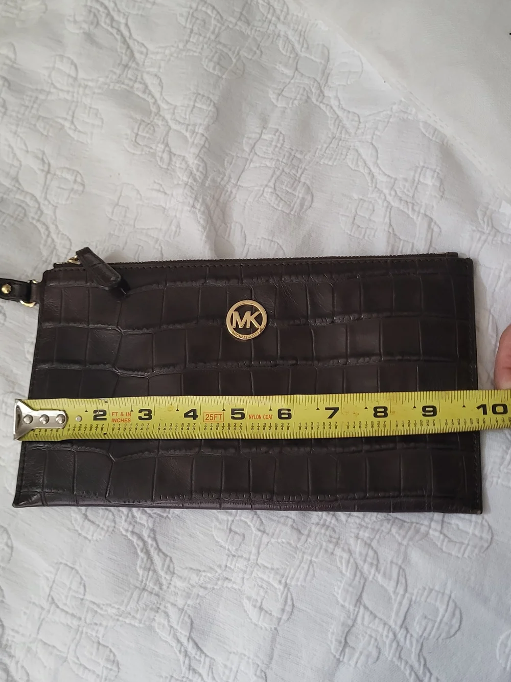 Michael Kors Black Croc-Embossed Wristlet Clutch
